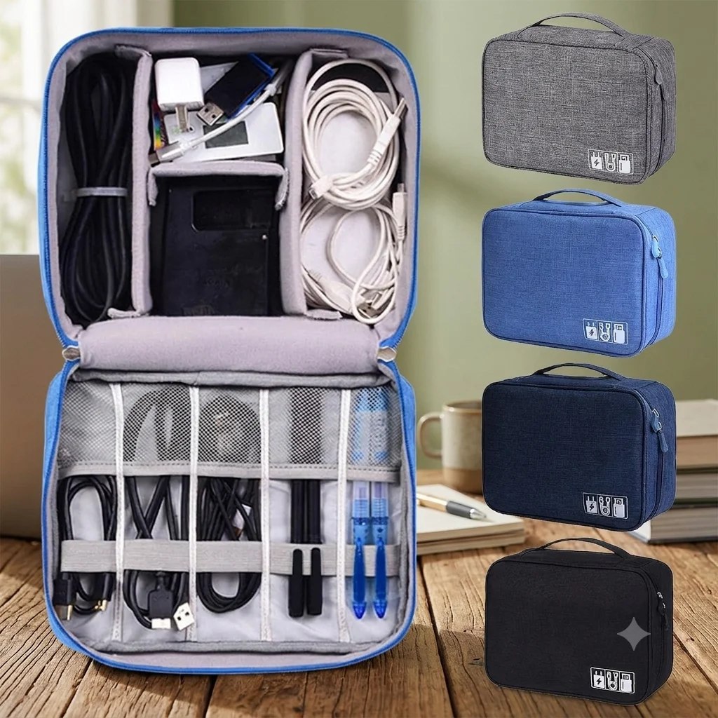 Travel electronics storage pouch